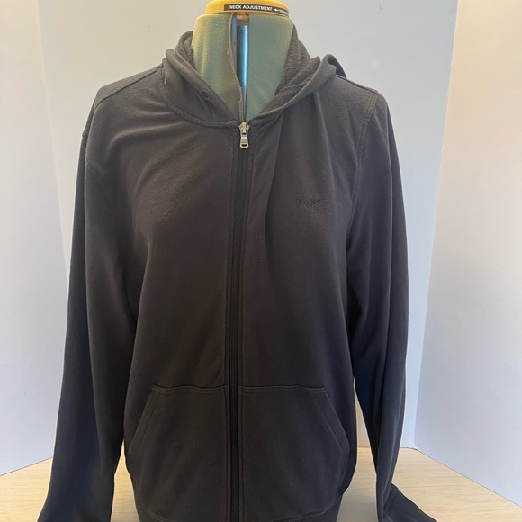 Michael Kors Size M Mens Fleece Logo Zip Up Blue Hoodie drawstring is missing. - Picture 2 of 12